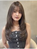 □顔まわりレイヤーカット髪質改善縮毛矯正ブリーチなしダブル