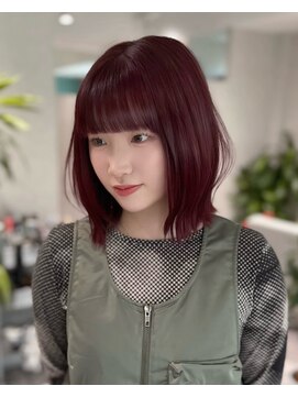 ミーク(meak) 顔まわりレイヤー／縮毛矯正/透明感力ラー／堀江/レイヤーカット