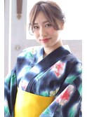 浴衣でゆるっとまとめ髪