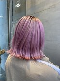 【透け感ピンク】切りっぱなしボブ