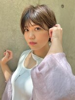 ジアン バイ ミルボン NU茶屋町+(GIEN by milbon)&nbsp;アッシュカラーとトレンド耳掛けショートボブ@田中俊成