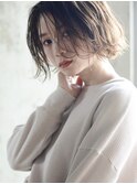 前下がりボブ/切りっぱなしボブ/ニュアンスパーマぷつっとカット