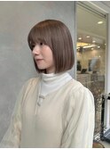 ミニボブ 似合わせカット グレージュ ベージュ シアーカラー