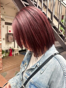 ラレイ ハラジュク(Lalei harajuku) 【白石】顎ラインボブ/チェリーレッド/ボルドーヘア