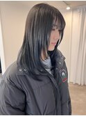 ロングレイヤーカットワンカール*透明感カラーブルーブラック