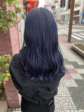 ボアップ 松山店(boappu) #ブルーブラック#セミロング