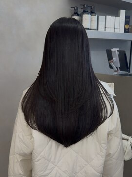 オムニス 表参道(Omnis) 美髪髪質改善ストレートロングレイヤーカットワンカール暗髪黒髪