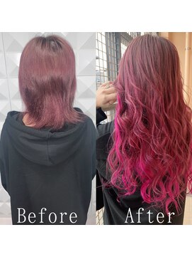 エクステ専門店あるじゃんすー 柏店 ビビッドチェリーピンク#シールエクステ#フリンジウェーブ#柏