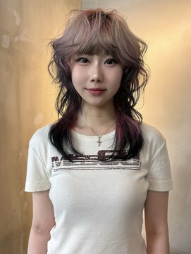 原宿/ウルフカット レイヤー デザインカラー ルーツカラー   