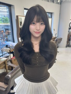 ハピネス 梅田茶屋町店(HAPPINESS) 韓国ヘア/レイヤー/顔周り/ブリーチなしオリーブグレージュ