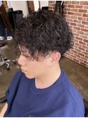 爽やかメンズショートメンズパーマメンズウェーブヘアアッシュ