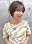 透明感カラー ボブ 前髪 ショート カラー ブリーチ&ダブルカラー