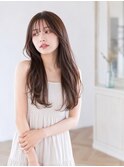 韓国風ロングレイヤーシースルーバング透明感ショコラベージュ
