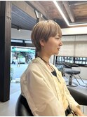 マッシュショート/ベージュ/ワイドバング/中崎町