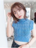 大人かわいい前髪セシルカットココアブラウンフリンジウェーブ