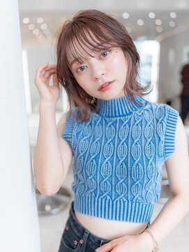 ケアリー 大日(Carelly) 大人かわいい前髪セシルカットココアブラウンフリンジウェーブ