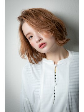 カバーヘア ブリス 大宮西口(COVER HAIR bliss) 外国人風透明感オレンジベージュかきあげボブディu大宮20代30代