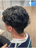 ワイルドなメンズパーマ×ハーフバック 大人オールバック