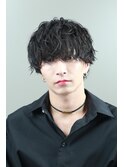カール大きめ無造作波巻きラウンドマッシュ