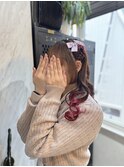 ヘアアレンジ/ハーフツイン/編み込み
