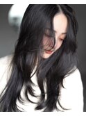美髪ミディアムレイヤーカットデジタルパーマチェリーブラウン
