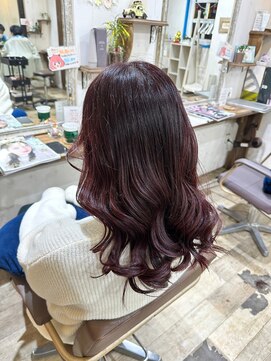 リッカヘアー(Ricca hair) 20代30代大人かわいいゆるふわ愛されレッドブラウンセミロング