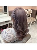 髪の毛リボンハーフツイン