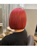 チェリーレッド/ワインレッド/刈上げボブ