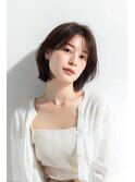 切りっぱなし韓国内巻きボブ/イメチェン
