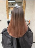 バレイヤージュ、ハイライト、レイヤーロング、グレーベージュ