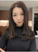 前髪長めロングレイヤー/アッシュグレージュ/表参道