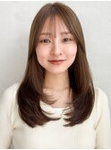 サイドバング美髪小顔カット艶感愛され大人可愛い暗めカラー