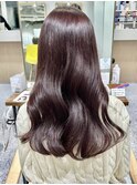 ブリーチなしピンクブラウン コテ巻きヘアセット【八王子】