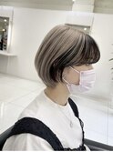 丸みショート×ミルクティー×フェイスフレーミングブラック