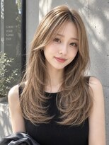 シヨン(ciyon.)&nbsp;韓国風ロングレイヤー/ミルクティーベージュ/顔まわりカット