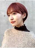 暖色系カラー×束感ショート×小顔立体カット