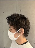 メンズショートアップバング短髪外国人風スパイラルパーマ