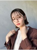 シースルーバング×切りっぱなしボブ