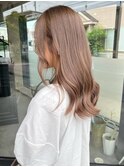 大人シアーベージュミニウルフボブミディアムレイヤー