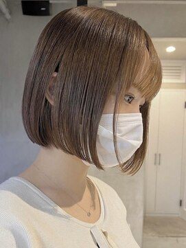 エリマ 横浜西口(elima) 横浜西口ショートボブ白髪染め白髪ぼかしミルクティーベージュ