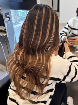 ラピステン 福岡天神 大名店(Lapis) エクステデザイン/ハイライトエクステ/ココアベージュ/韓国ヘア