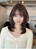 韓国風/レイヤー/前髪カット/オリーブ/透明感/ハッシュカット