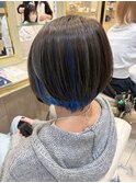 20代30代40代50代大人丸みショートボブ前髪ありインナーカラー