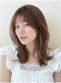 ミディアムレイヤー/鎖骨下/顔まわりレイヤー/ベージュ