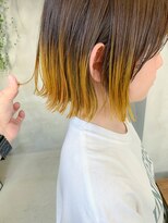 テトヘアー(teto hair) イエローカラー、グラデーション、バレイヤージュ、外はねボブ