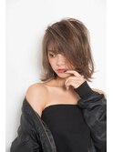 【carin 横浜】大人かわいい無造作グレージュカラー×斜めバング