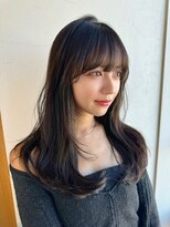 ラボヌールヘアーレーヴ 池袋店(La Bonheur hair reve)&nbsp;黒髪くびレイヤーエモージュグレーベージュ前髪カット