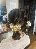 卒業式ツイン編み込みお団子ヘア