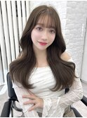 韓国ヘア レイヤーロング アッシュブラウン