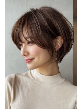 レリーノーブル 西宮北口(RelyNoble) トップふんわり丸みショートボブ×白髪ぼかし[西宮北口]